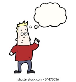 cartoon man raising hand