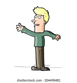 cartoon man reaching