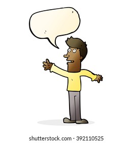 caricaturista que llega con la burbuja del habla