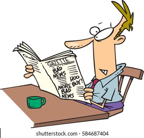 cartoon man reading the newspaper