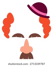 A cartoon man with a red beard and a pink hat