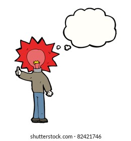 cartoon man with red electric light for head