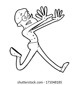 cartoon man running away