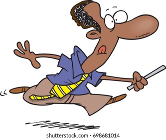 cartoon man running with a baton 