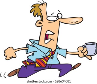 cartoon man running with an empty mug