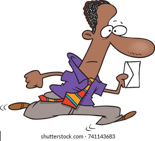 cartoon man running with a letter in his hand