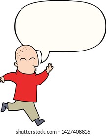 cartoon man running with speech bubble