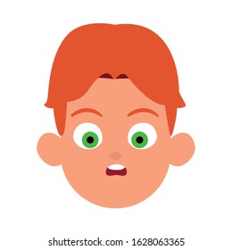 cartoon man with scared expression over white background, vector illustration