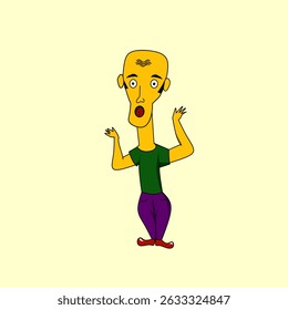 homem de desenho animado assustado e chocado