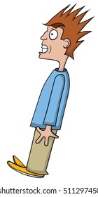 Cartoon man scared stiff