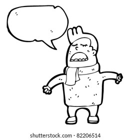 cartoon man in scarf singing