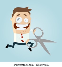 Cartoon man with scissors