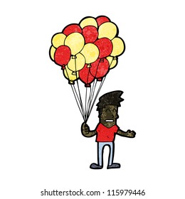 cartoon man selling balloons