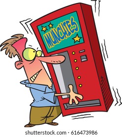 Cartoon Man Shaking A Vending Machine