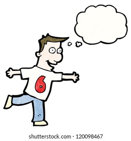 cartoon man in shirt number six