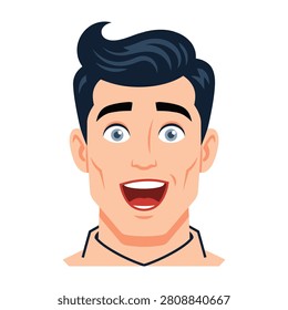 A cartoon man with a shocked expression on his face, open mouth and wide eyes