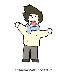 cartoon man shouting with arms spread wide