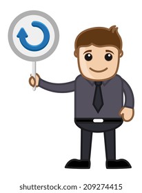Cartoon Man Showing Process Banner
