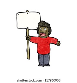 caricaturista con cartel