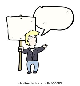 cartoon man with sign