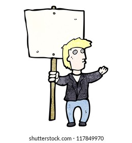 cartoon man with sign post