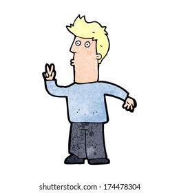 cartoon man signaling with hand