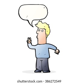 cartoon man signalling with hand with speech bubble