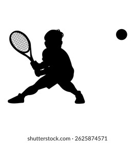 Cartoon Man Silhouette Playing Tennis Digital Vectors Illustration