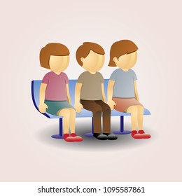 Cartoon man sitting on a bench