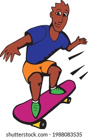 cartoon of a man skating fast