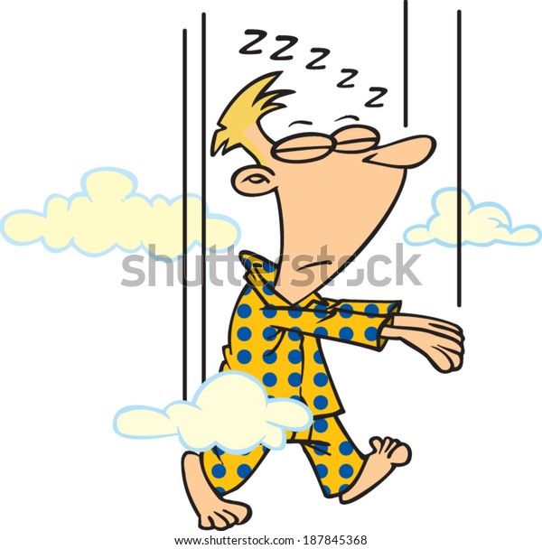 Cartoon Man Sleep Walking Stock Vector (Royalty Free) 187845368