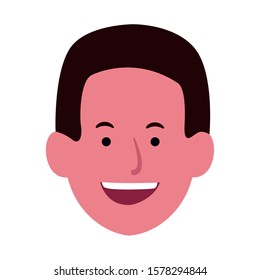 cartoon man smiling icon over white background, vector illustration