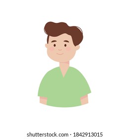 cartoon man smiling icon over white background, flat style, vector illustration