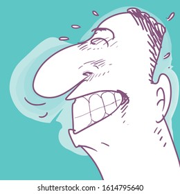 cartoon man smiling vector illustration.