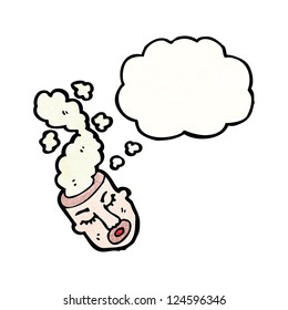 cartoon man with smoking head