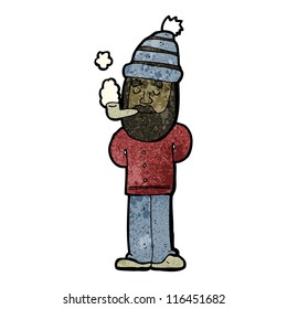 cartoon man smoking pipe