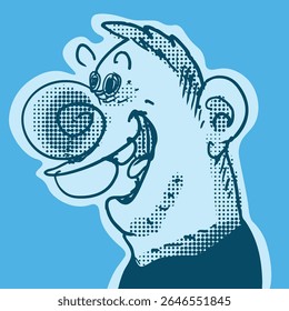 a cartoon man with a snail-like spiral nose, funny vector illustration