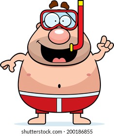A cartoon man with a snorkel and mask.