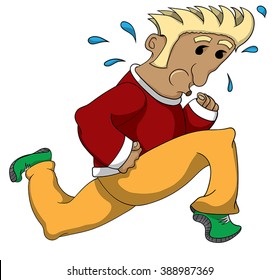 Cartoon man sprinting fast