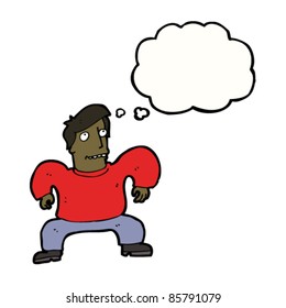 homem de desenho animado agachamento