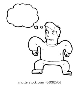 Cartoon-Mann mit Gedankenblase