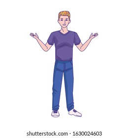 cartoon man standing icon over white background, vector illustration