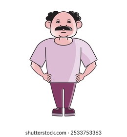 Hombre de dibujos animados de pie aislado en blanco