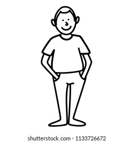 Cartoon man standing put his hands in pocket