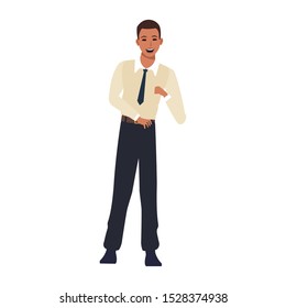 cartoon man standing wearing a tie over white background, vector illustration