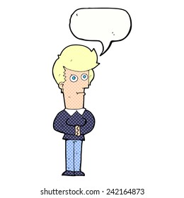 cartoon man staring with speech bubble