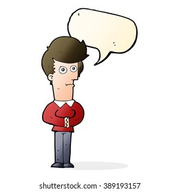 caricaturista mirando con burbuja de habla