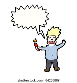 cartoon man with stick of dynamite,