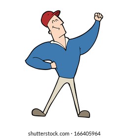 cartoon man striking heroic pose
