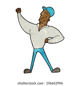 cartoon man striking heroic pose